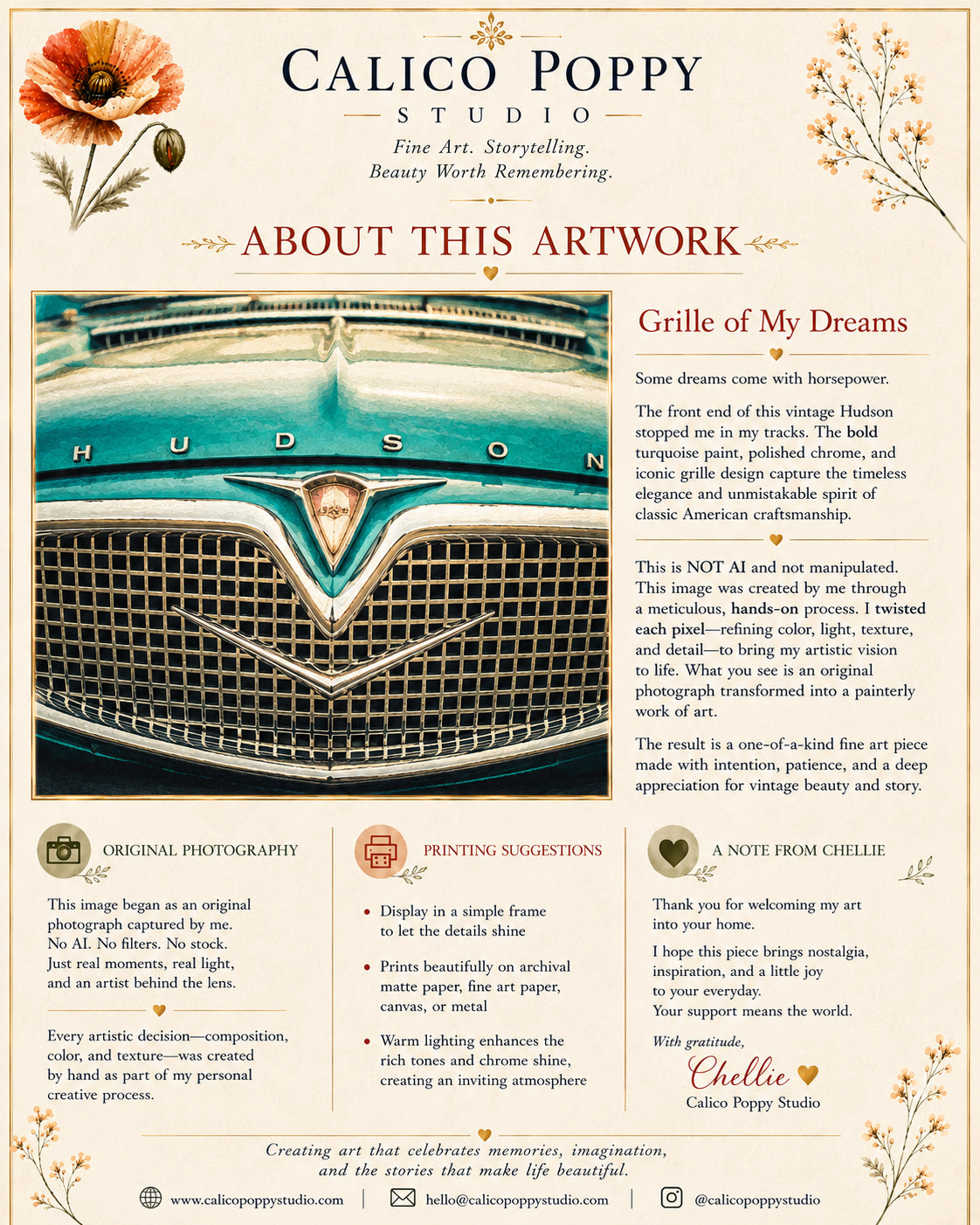 Grille of My Dreams | Vintage Hudson Classic Car Photography | Automotive Fine Art | Retro Americana Wall Art Digital Download