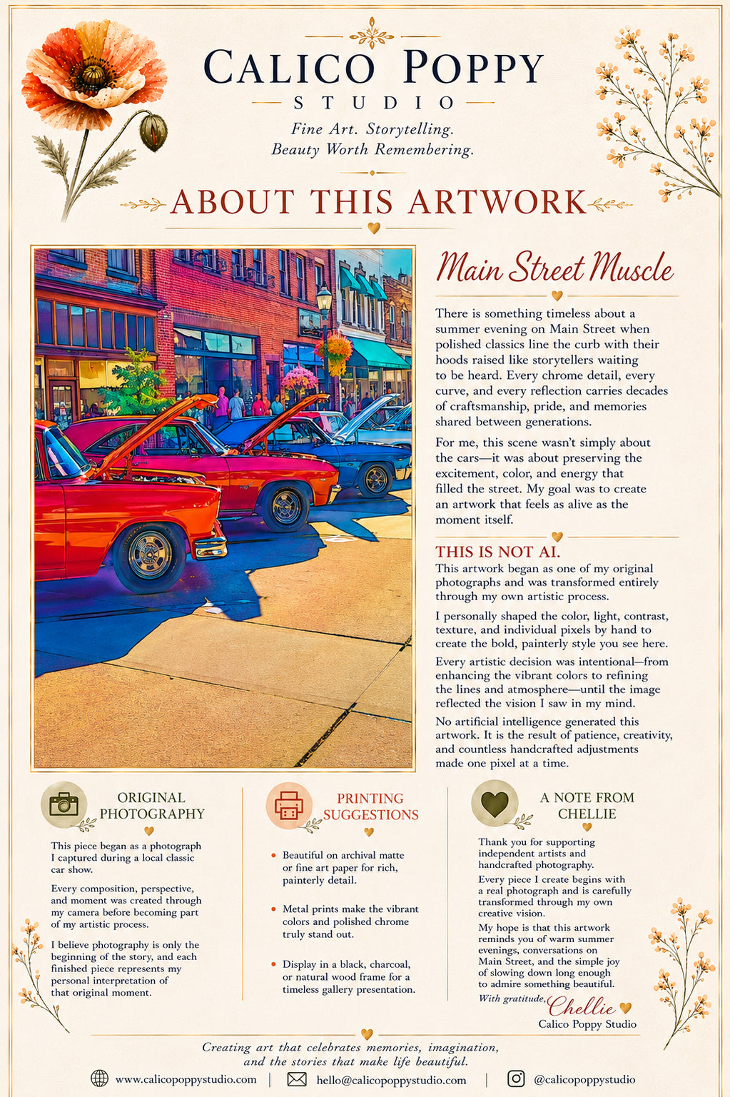 Main Street Muscle | Classic Car Cruise Night Fine Art Photography | Handcrafted Automotive Wall Art Digital Downloadt