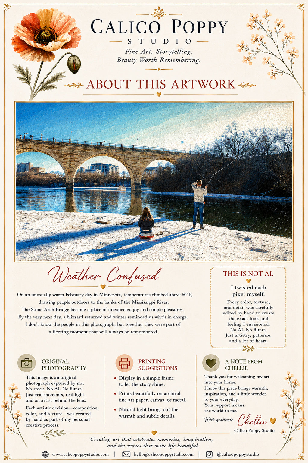 Weather Confused – Stone Arch Bridge Winter Photography, Mississippi River Fine Art Print, Minneapolis Landscape Digital Download