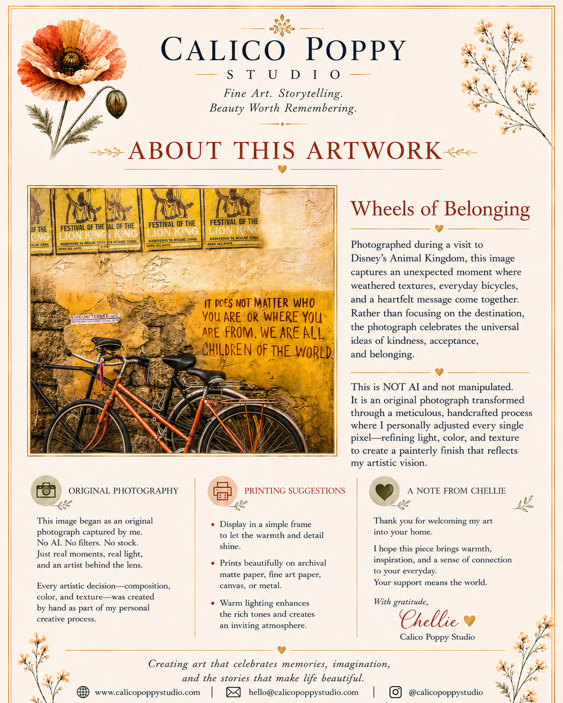 Wheels of Belonging – Disney Animal Kingdom Bicycle Wall Fine Art Photography Print | Inspirational Travel Wall Art | Printable Digital Download