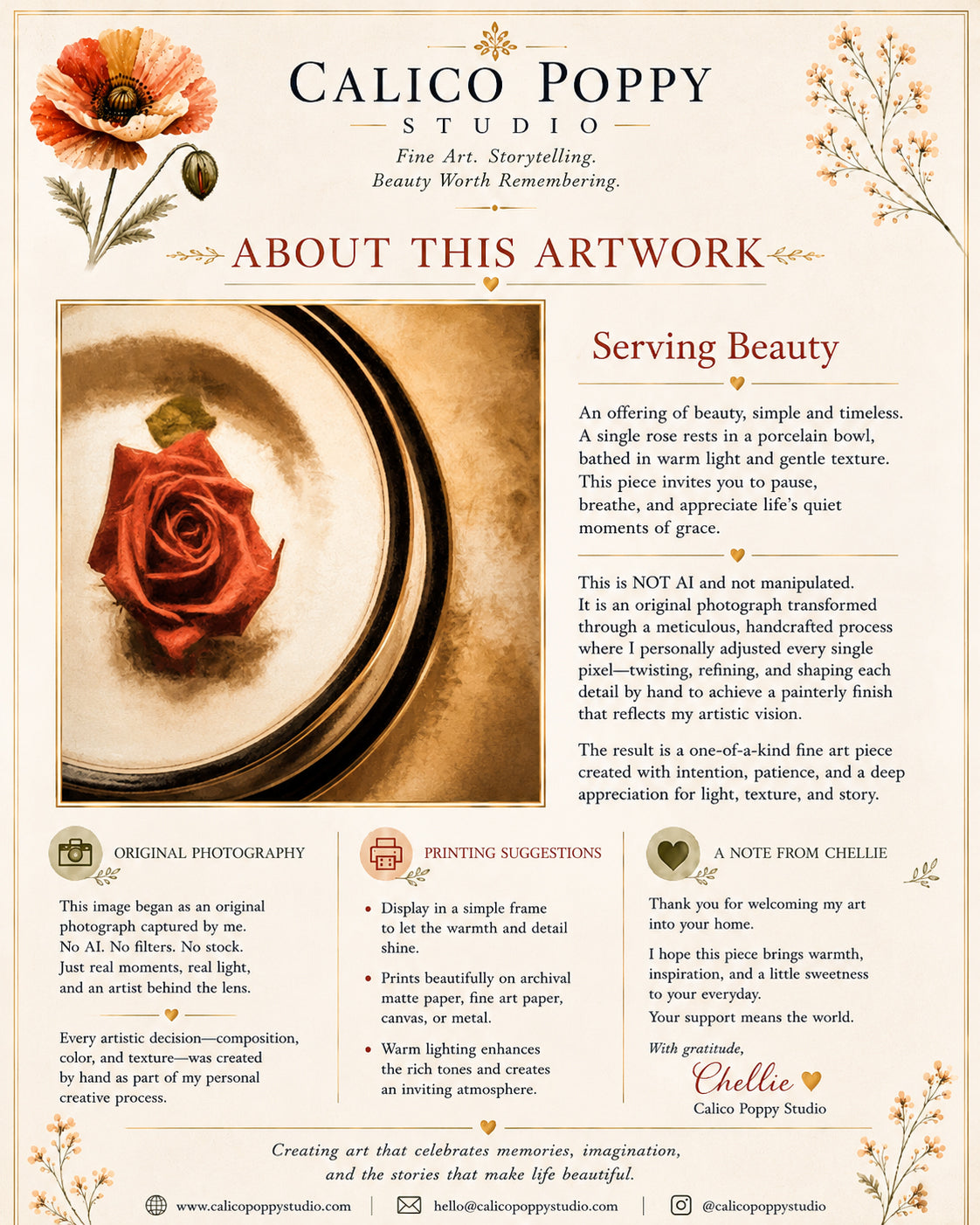 Serving Beauty – Handcrafted Fine Art Rose Photography Print | Original Pixel-Edited Floral Still Life | Elegant Cottagecore & Neutral Home Wall Art | Instant Digital Download