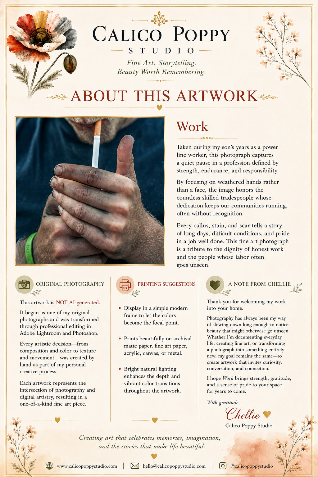 Work – Hands of a Lineman, Blue-Collar Documentary Photography, Fine Art Digital Download
