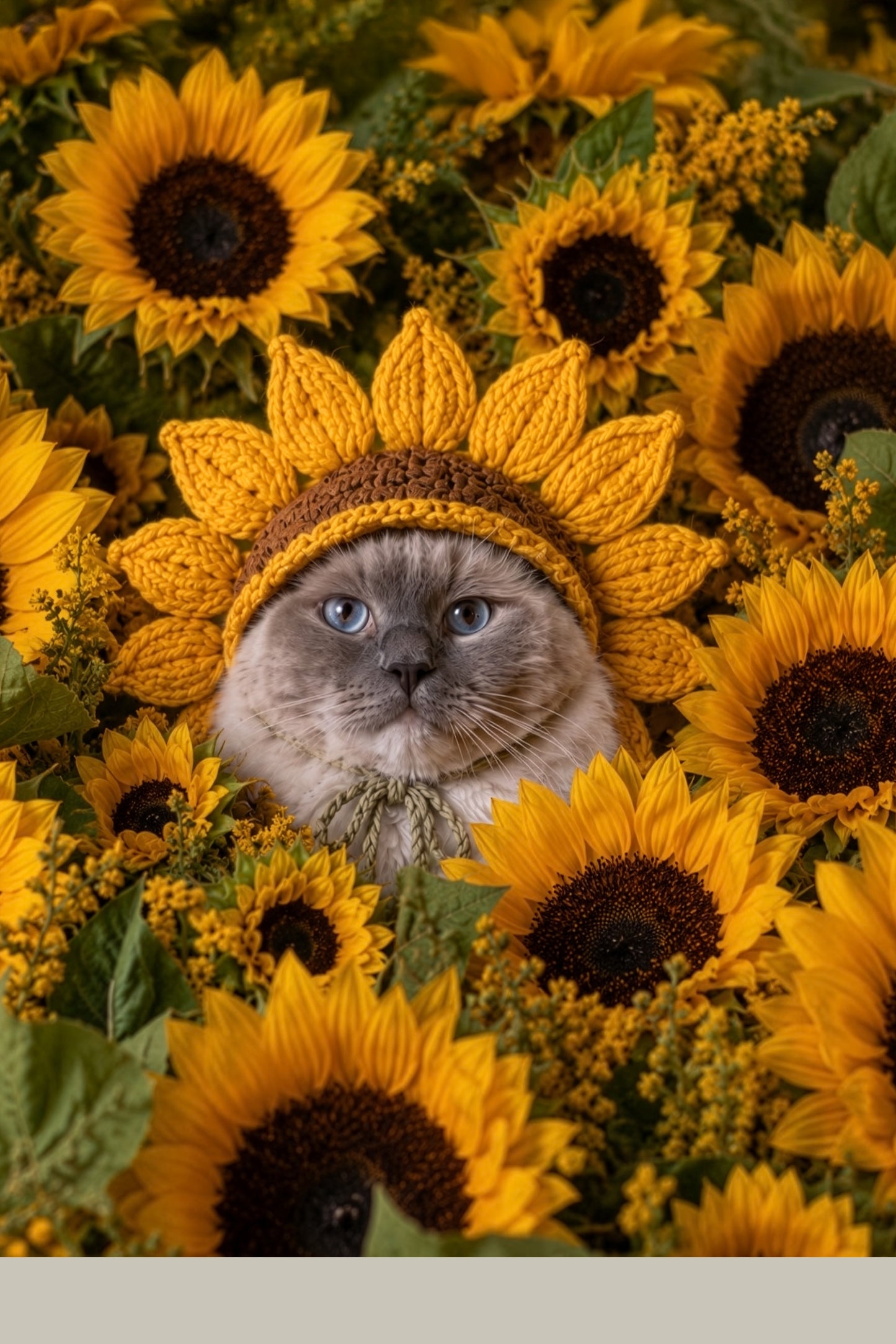 Boris in a Field of Sunnys Printable Cat Wall Art Sunflower Cat Decor Digital download