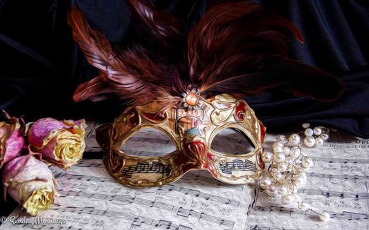 Behind the Notes | Venetian Mask Fine Art Photography Printable Wall Art | Instant Digital Download