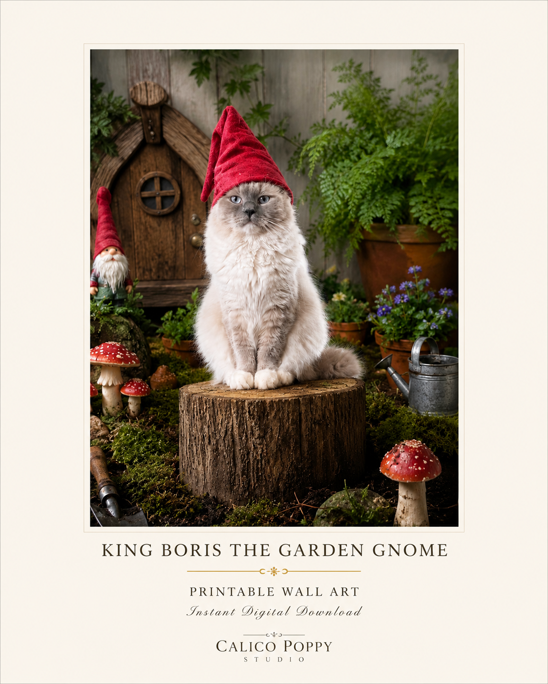 King Boris the Garden Gnome | Printable Wall Art | Instant Digital Download