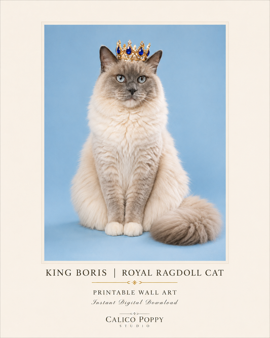 King Boris | Royal Ragdoll Cat Printable Wall Art | Instant Digital Download