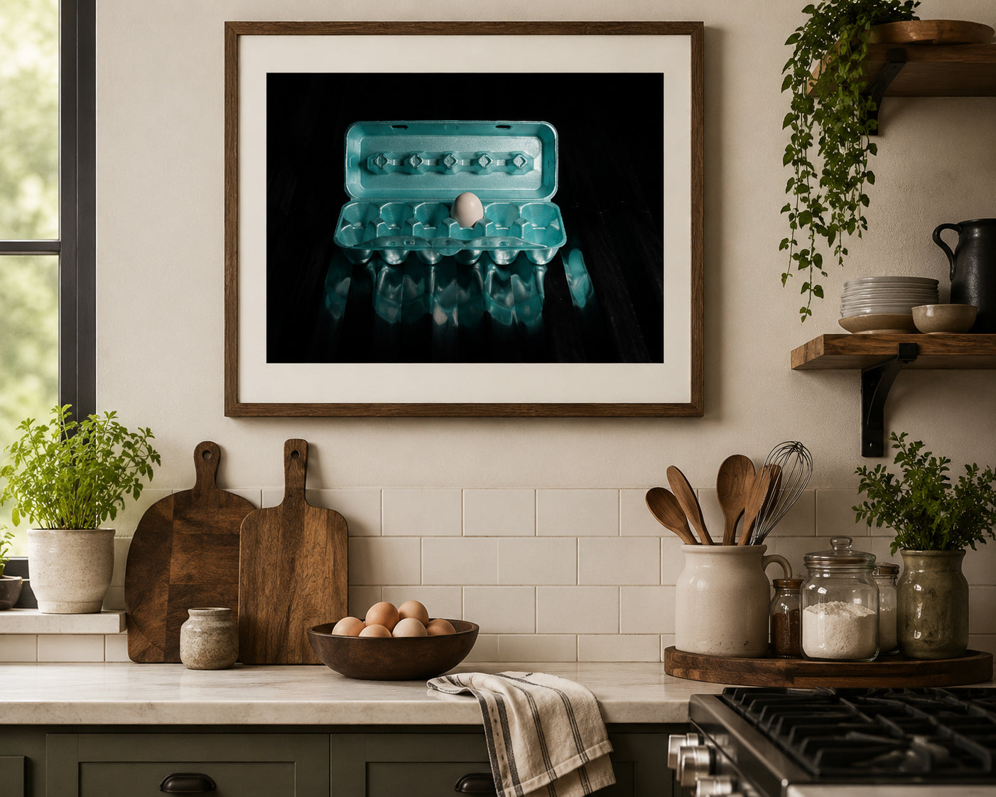 Eggactly One | Minimalist Egg Fine Art Photography | Printable Kitchen Wall Art | Instant Digital Download