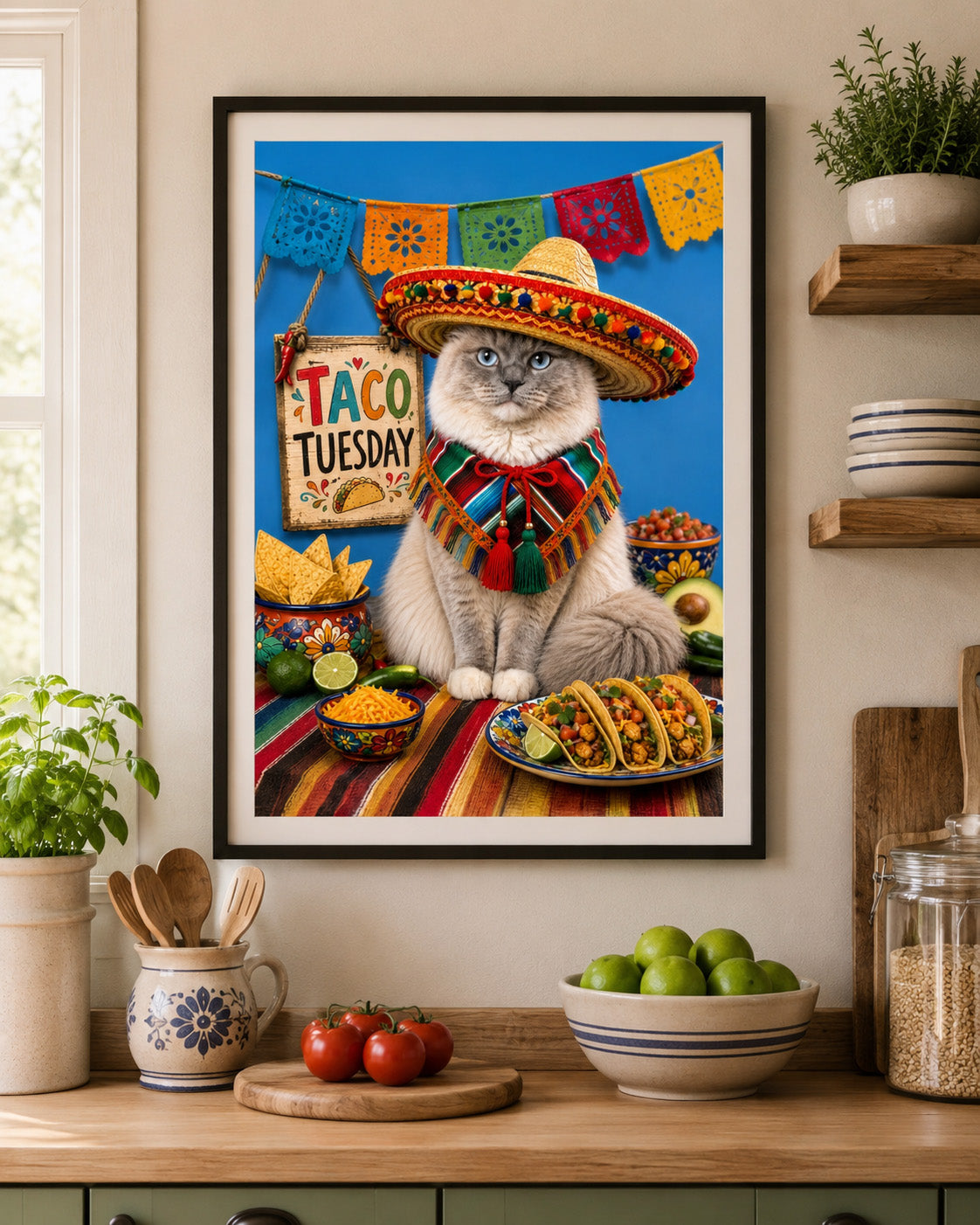 Taco Tuesday with King Boris | Funny Ragdoll Cat Printable Wall Art | Instant Digital Dow