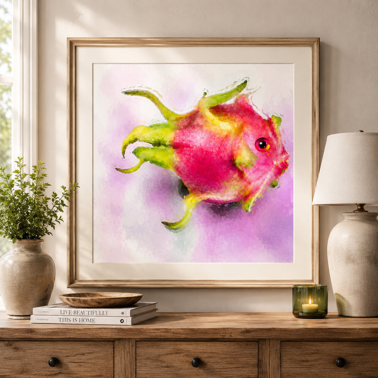 Bubblegum Fish | Handcrafted Dragon Fruit Photographic Art | Printable Wall Art | Instant Digital Download