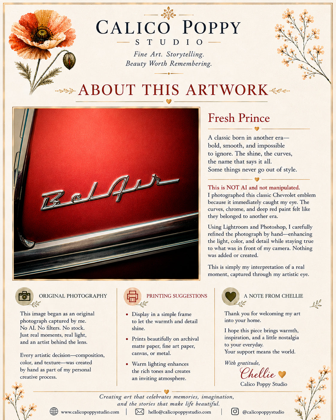Fresh Prince – Classic Chevrolet Bel Air Emblem Fine Art Photography Print | Vintage Chrome Detail | Automotive Wall Art