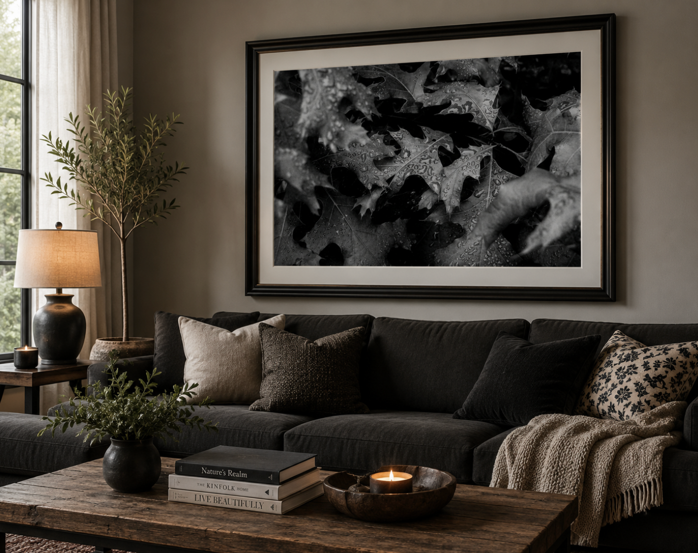 It Always Rains | Black & White Rain Photography | Moody Nature Wall Art | Fine Art Botanical Digital Download