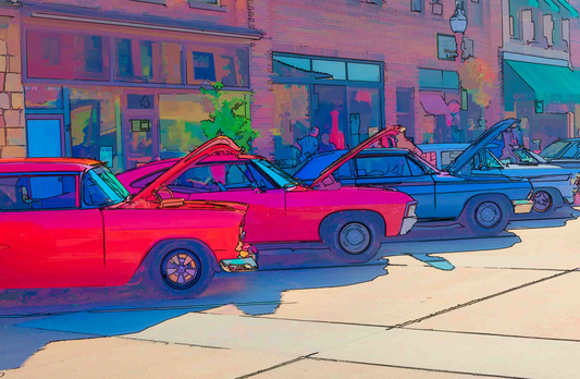 Main Street Muscle | Classic Car Cruise Night Fine Art Photography | Handcrafted Automotive Wall Art Digital Downloadt