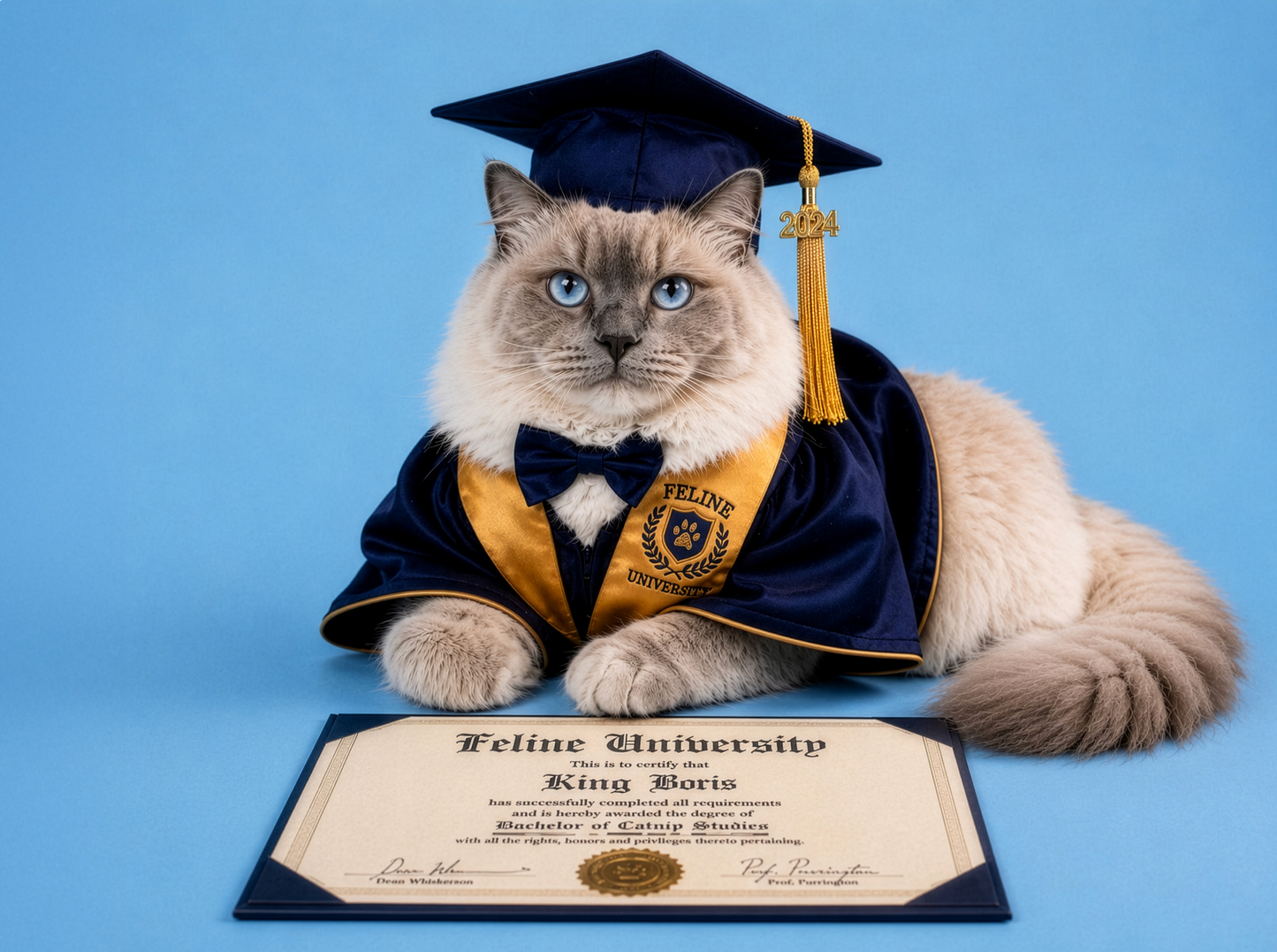 King Boris Graduates! Instant Digital Download Cats in Hats