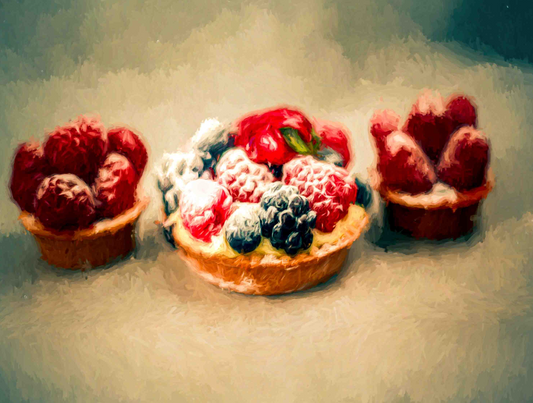 Summer Berry Tart – Handcrafted Fine Art Food Photography Print | Original Pixel-Edited Dessert Still Life | Bakery Kitchen & Cottagecore Wall Art | Instant Digital Download