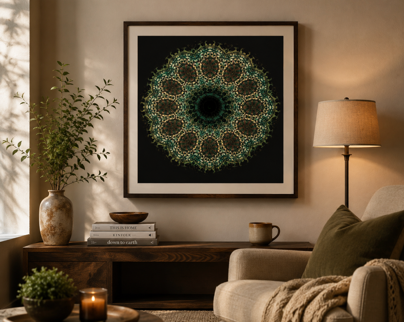 Twisted Bloom – Handcrafted Botanical Mandala Fine Art Print | Geometric Floral Wall Art | Original Photo Manipulation by Calico Poppy Studio